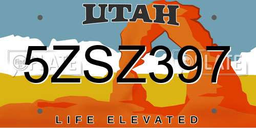 5ZSZ397 Utah License Plate