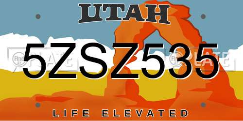 5ZSZ535 Utah License Plate