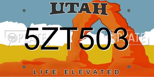 5ZT503 Utah License Plate