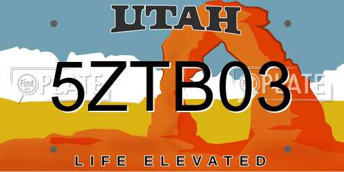 5ZTB03 Utah License Plate