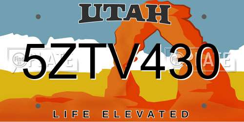 5ZTV430 Utah License Plate