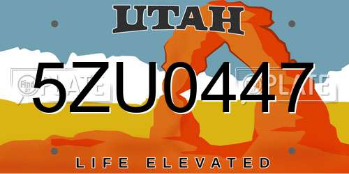 5ZU0447 Utah License Plate
