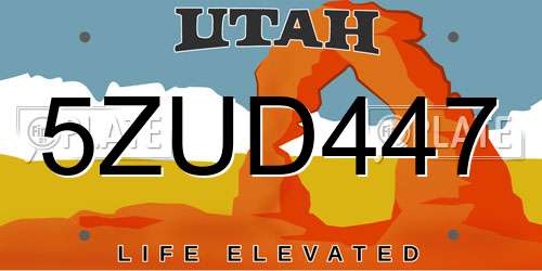 5ZUD447 Utah License Plate