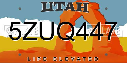 5ZUQ447 Utah License Plate