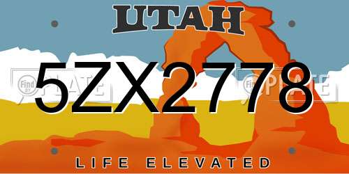 5ZX2778 Utah License Plate