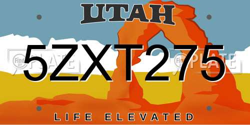 5ZXT275 Utah License Plate