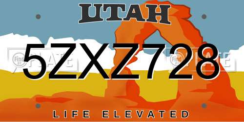 5ZXZ728 Utah License Plate