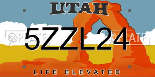 5ZZL24 Utah License Plate