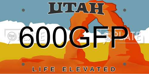600GFP Utah License Plate