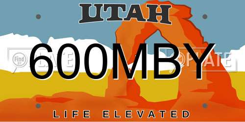 600MBY Utah License Plate