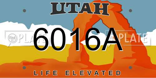6016A Utah License Plate