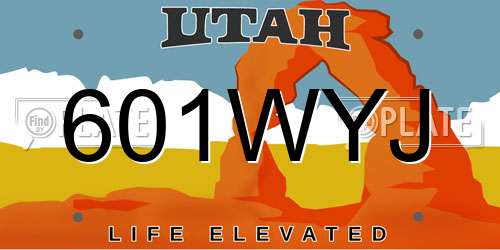 601WYJ Utah License Plate