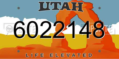 6022148 Utah License Plate