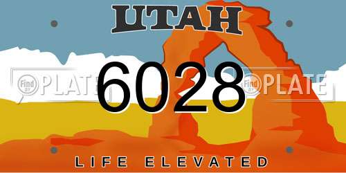 6028 Utah License Plate