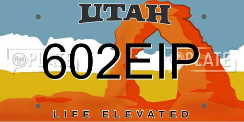 602EIP Utah License Plate