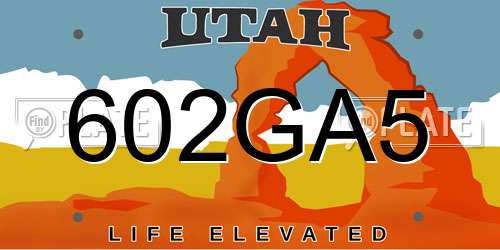 602GA5 Utah License Plate