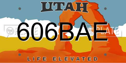 606BAE Utah License Plate