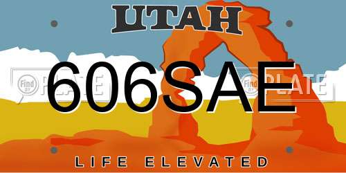 606SAE Utah License Plate