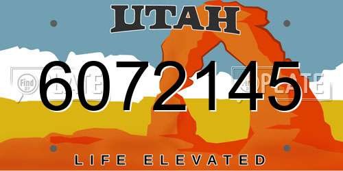 6072145 Utah License Plate