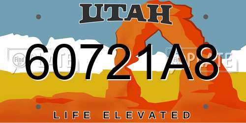 60721A8 Utah License Plate