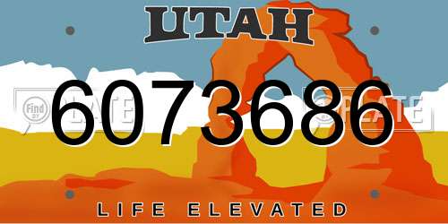 6073686 Utah License Plate