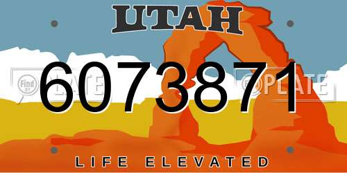 6073871 Utah License Plate