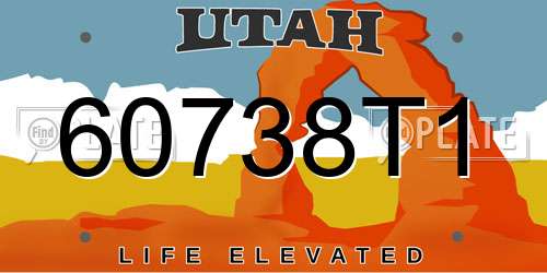 60738T1 Utah License Plate