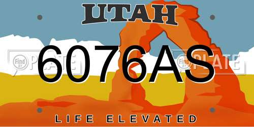 6076AS Utah License Plate