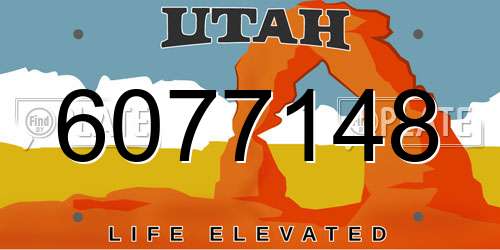 6077148 Utah License Plate