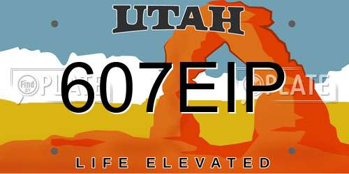 607EIP Utah License Plate