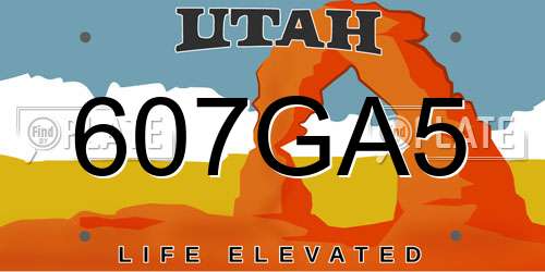 607GA5 Utah License Plate