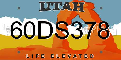 60DS378 Utah License Plate