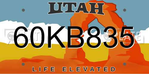 60KB835 Utah License Plate