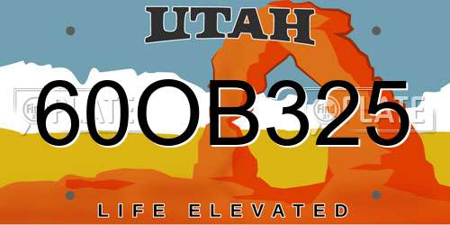 60OB325 Utah License Plate