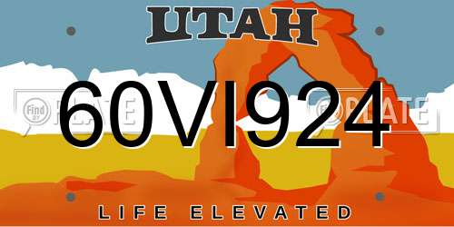 60VI924 Utah License Plate