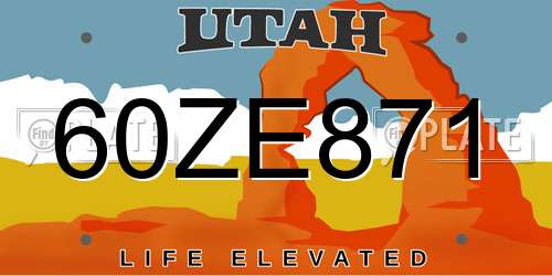 60ZE871 Utah License Plate