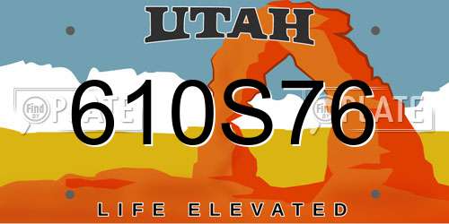 610S76 Utah License Plate