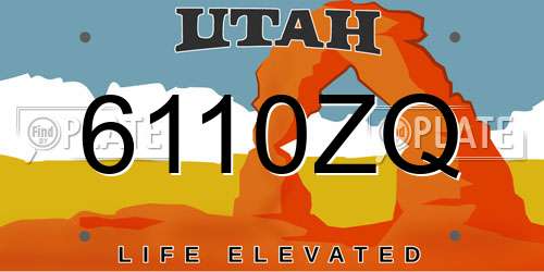 6110ZQ Utah License Plate