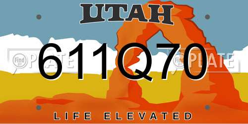 611Q70 Utah License Plate