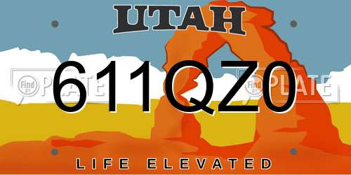 611QZ0 Utah License Plate