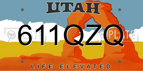 611QZQ Utah License Plate
