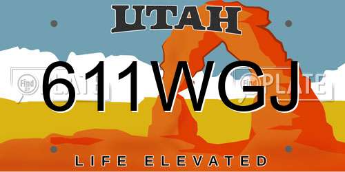 611WGJ Utah License Plate