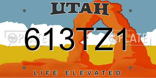 613TZ1 Utah License Plate