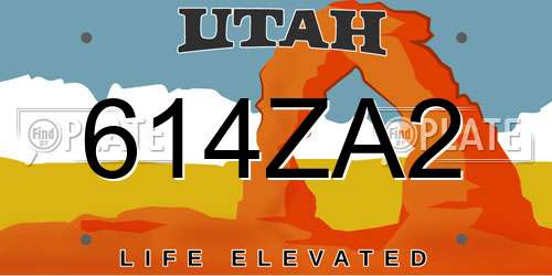 614ZA2 Utah License Plate
