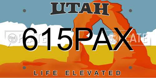 615PAX Utah License Plate