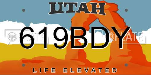 619BDY Utah License Plate