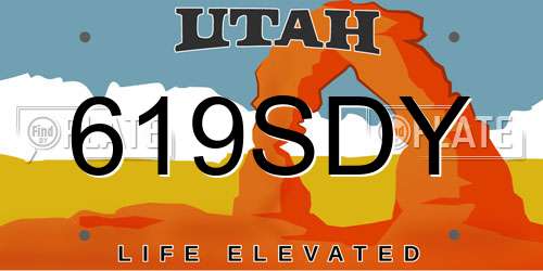619SDY Utah License Plate