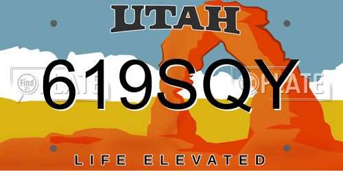 619SQY Utah License Plate