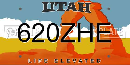 620ZHE Utah License Plate