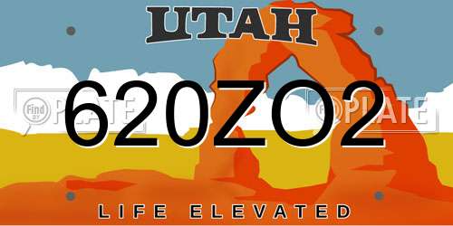 620ZO2 Utah License Plate